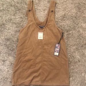 Tan corduroy overalls dress